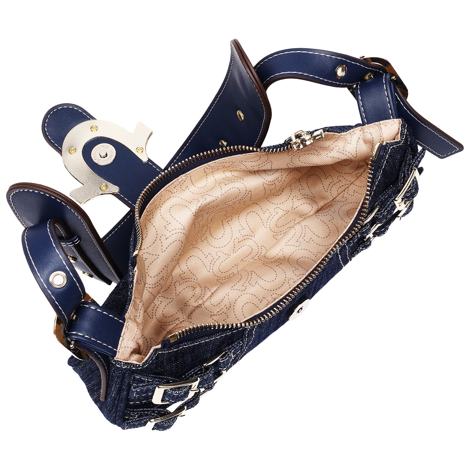 True Religion Multi-Strap Denim Shoulder Bag, Alternate, color, Dark Denim