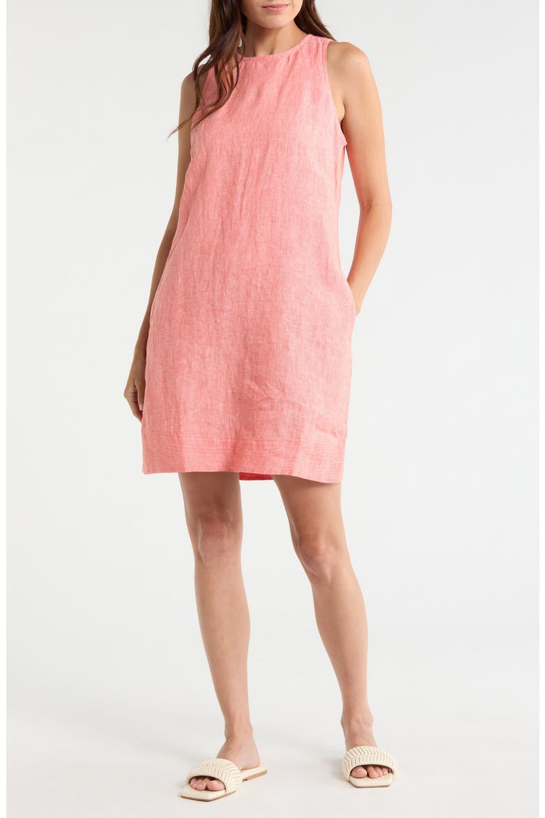 Two Palms Trapunto Linen A-Line Dress, Main, color, EMBER RED