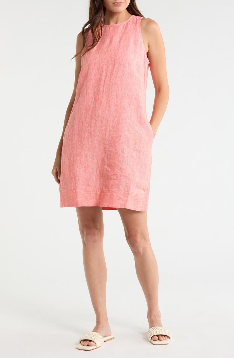 Tommy Bahama Two Palms Trapunto Linen A-Line Dress, Main, color, Ember Red