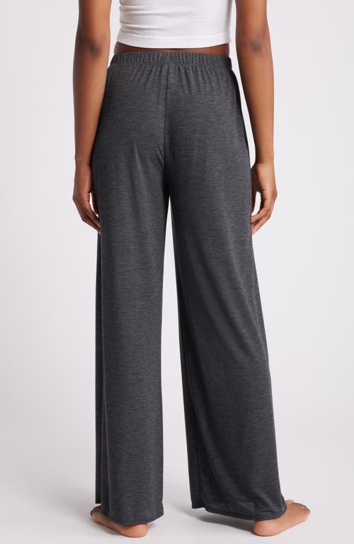 Open Edit Dreamy Rib Wide Leg Pajama Pants In Gray