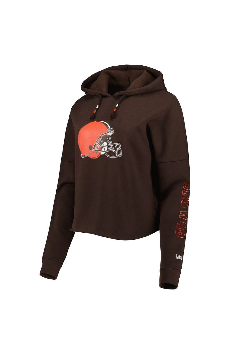 New Era Women's New Era Brown Cleveland Browns Foil Sleeve Pullover Hoodie, Alternate, color, Brown