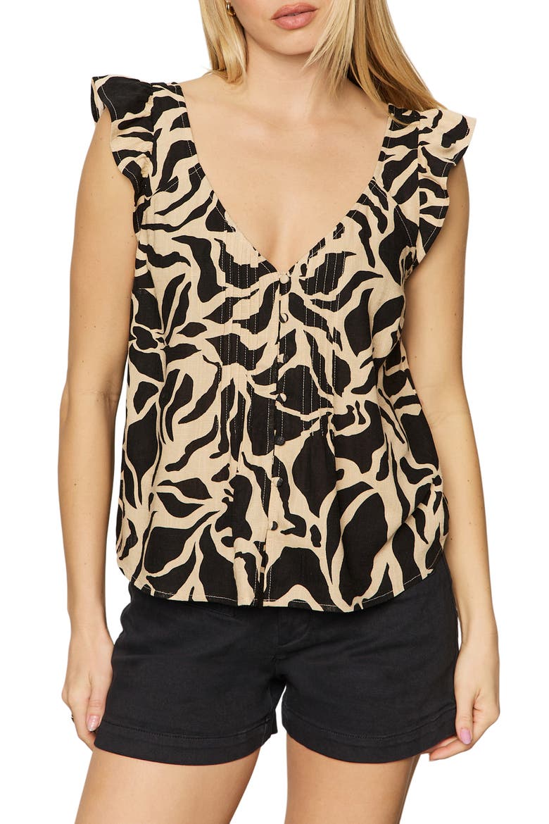 The Time Off Flutter Sleeve Button-Up Top, Main, color, MIRAGE