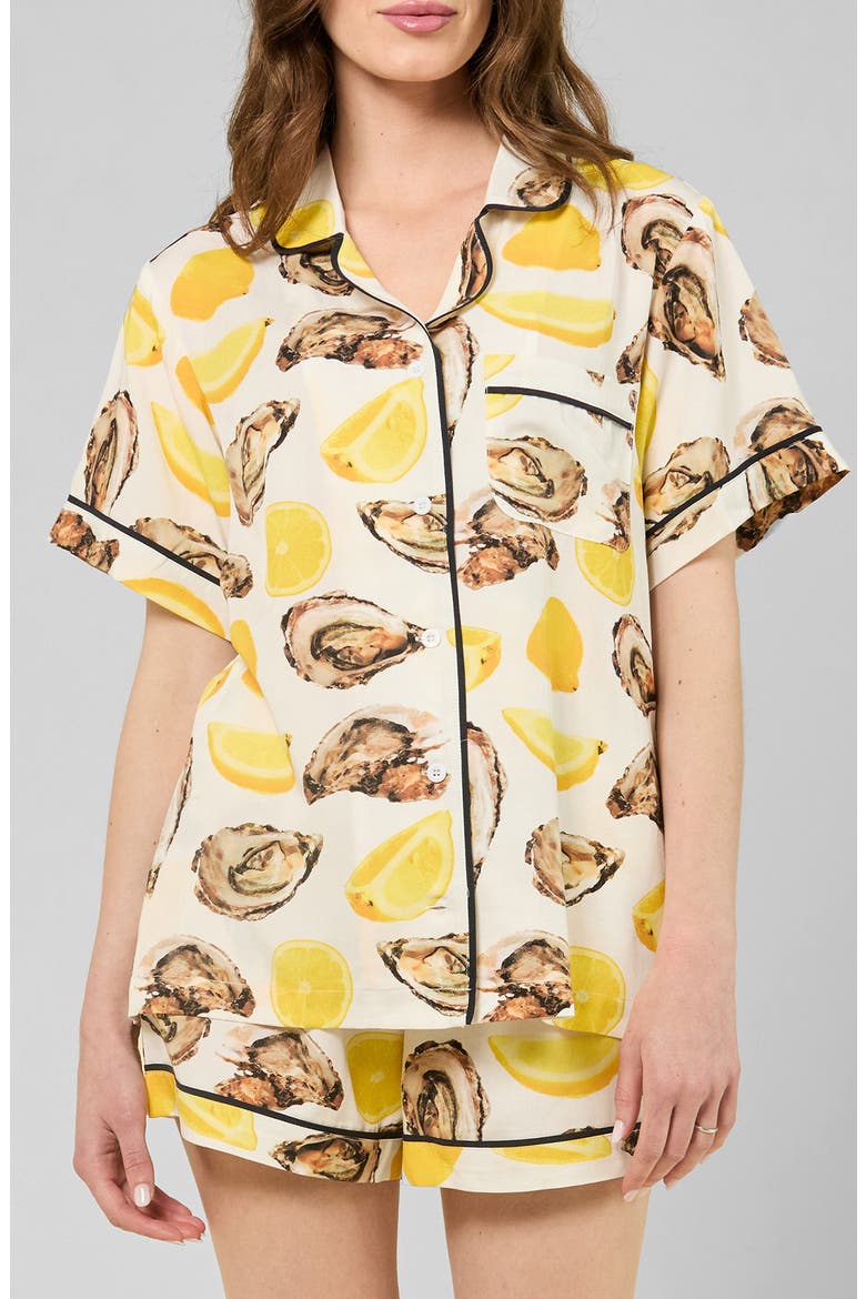 The World is Your Oyster Toile Short Pajamas, Main, color, YELLOW