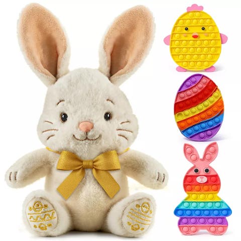 Easter Pop It Plush Bunny Fidget Toy Set