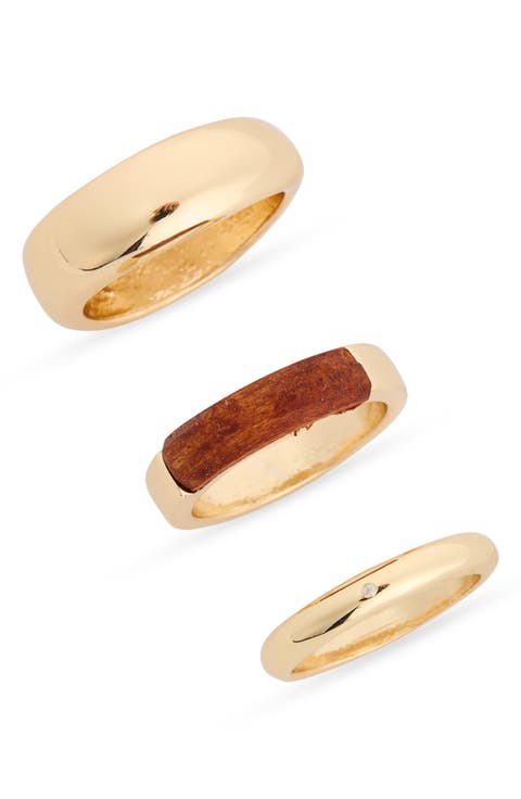 Set of 3 Wooden Metal Rings