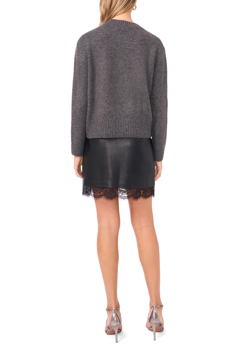 Sequin Star Detail Crewneck Sweater, Alternate, color, MEDIUM HEATHER GREY