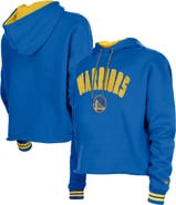 New Era Women's New Era  Royal Golden State Warriors Boxy Raw Edge Pullover Hoodie
