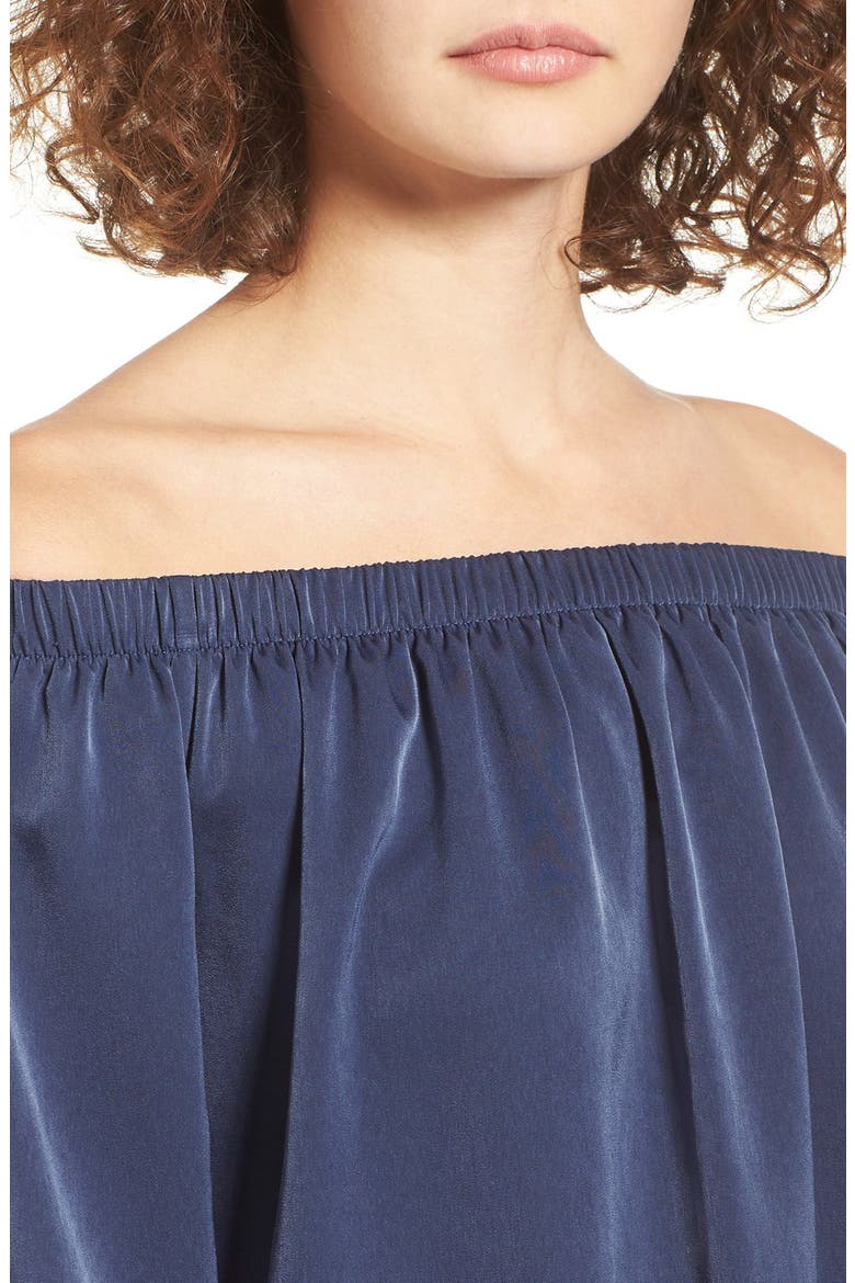Tie Sleeve Off the Shoulder Top, Alternate, color, NAVY