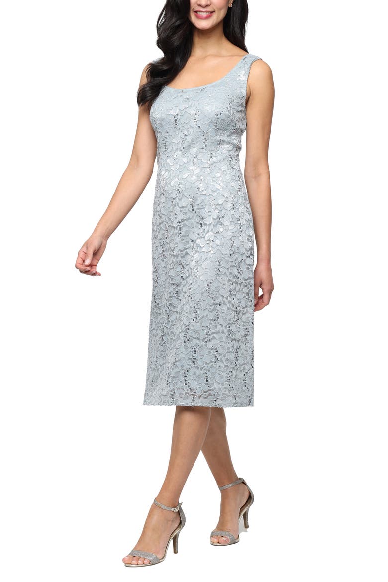 Sequin Stretch Lace Cocktail Dress with Jacket, Alternate, color, SAGE