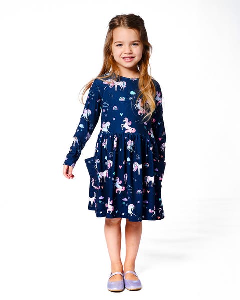 Jersey Dress with Pockets Unicorn (Toddler & Little Kid)