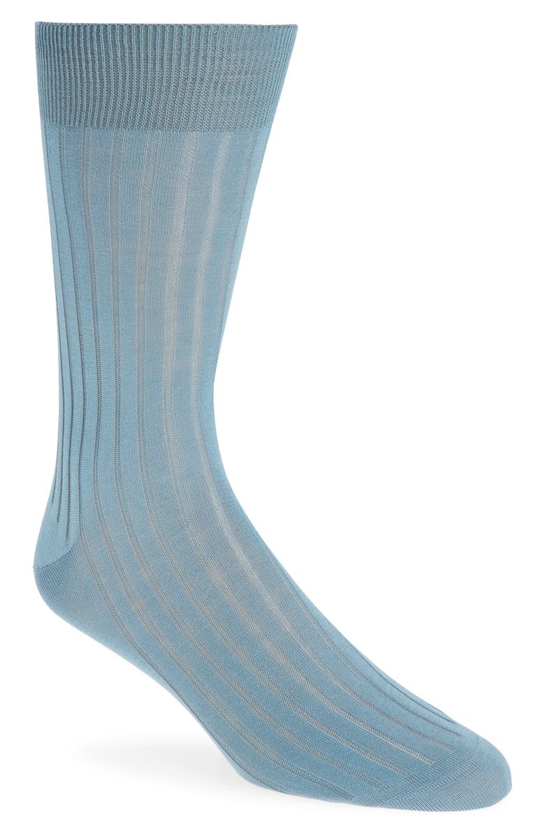 Canali Cotton Rib Dress Socks, Main, color, Blue
