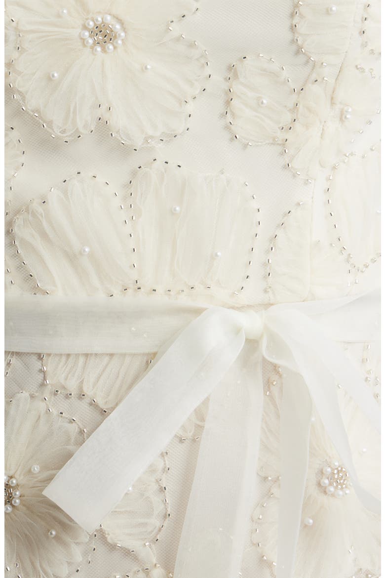 Beaded Floral Appliqué Strapless Dress, Alternate, color, IVORY
