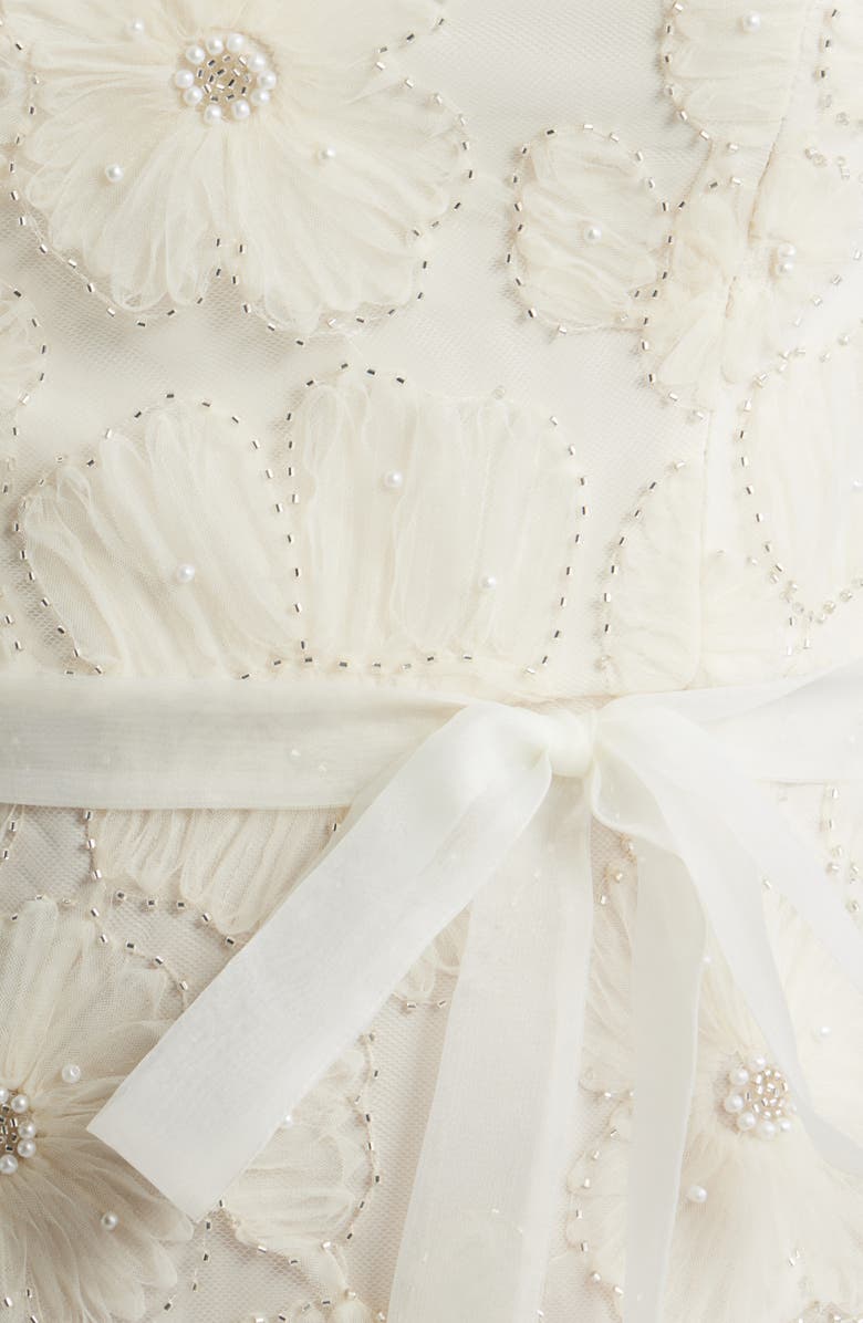 Sam Edelman Beaded Floral Appliqué Strapless Dress, Alternate, color, Ivory