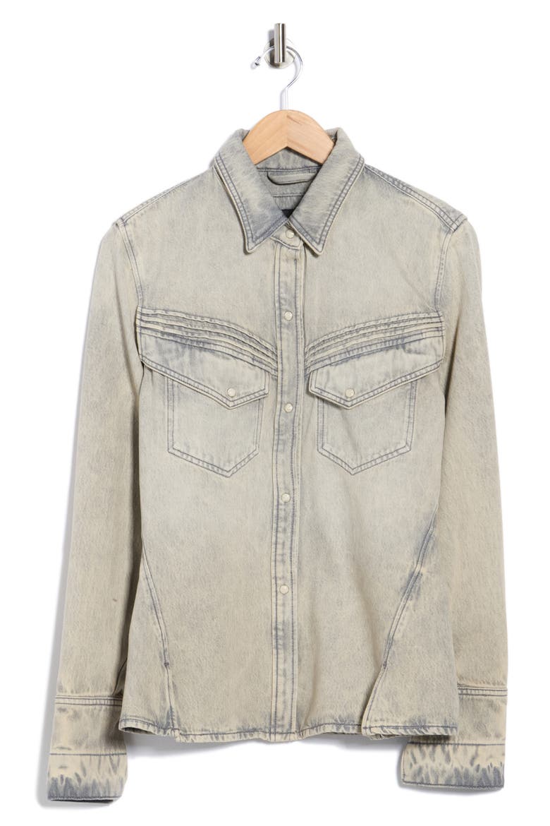 Slim Fit Western Snap-Up Denim Shirt, Alternate, color, GREY