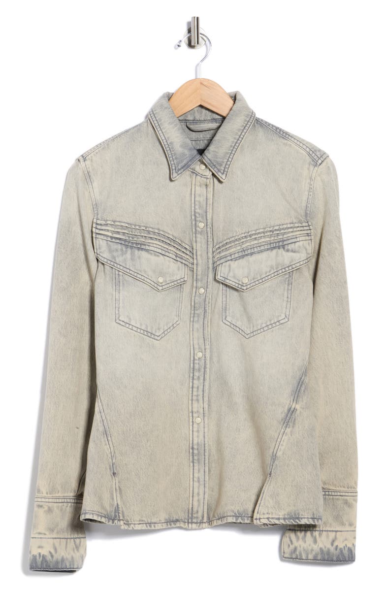 BOSS Orange Slim Fit Western Snap-Up Denim Shirt, Main, color, Grey