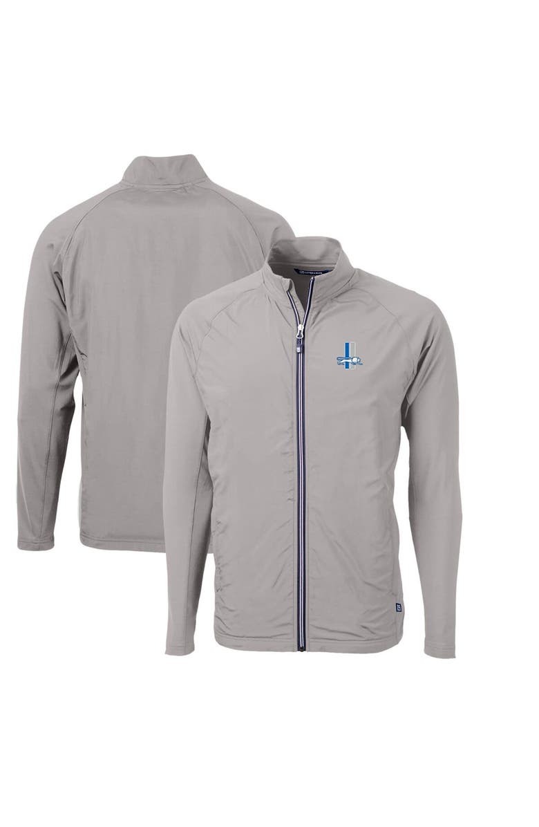 Cutter & Buck Men's Cutter & Buck Gray Detroit Lions Adapt Eco Knit Hybrid Recycled Big & Tall Full-Zip Throwback Jacket, Main, color, 