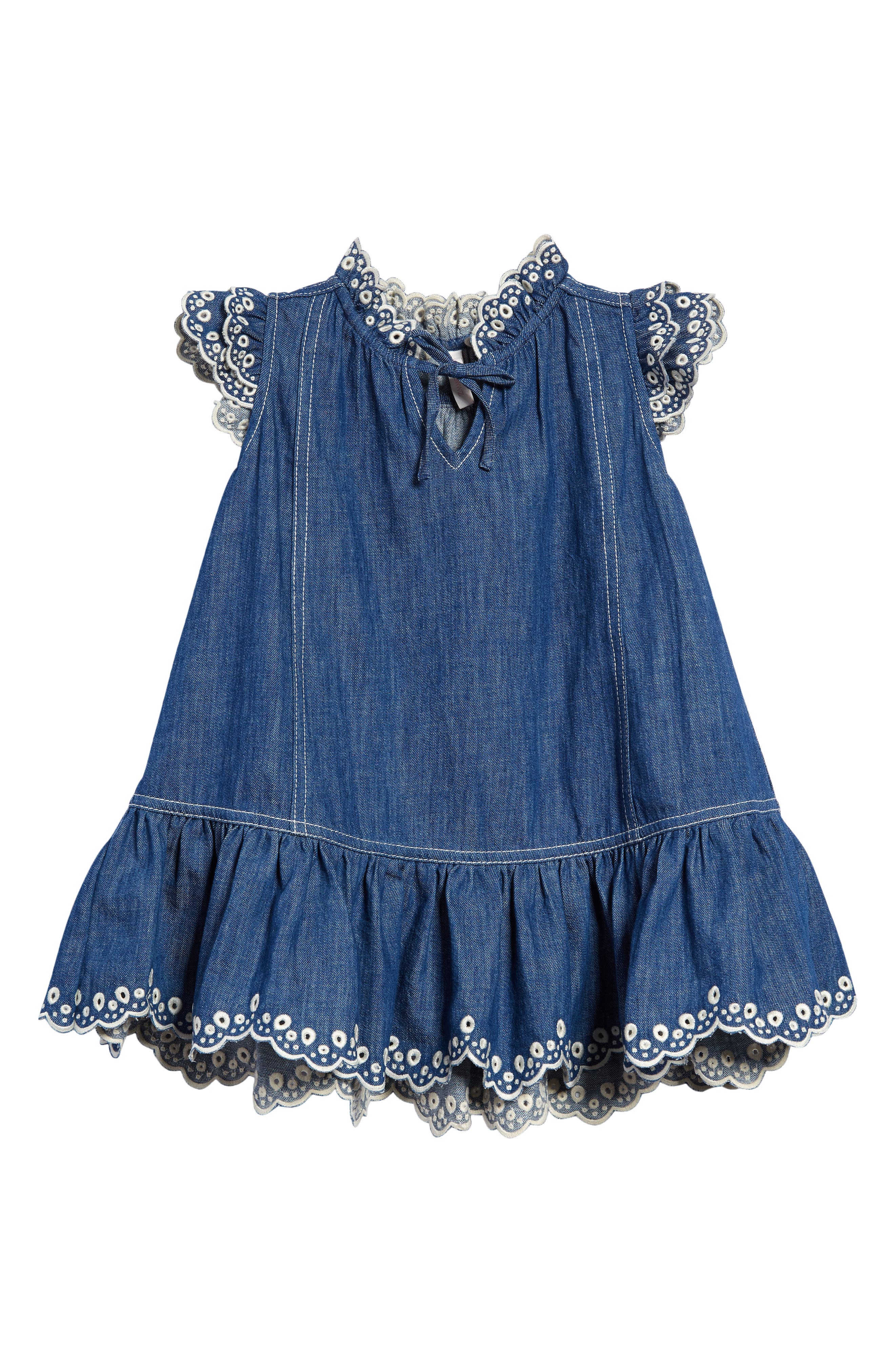 Zimmermann Kids' Tiggy Embroidered Cotton Chambray Dress