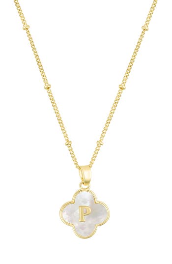Adornia Mother-of-pearl Clover Initial Pendant Necklace In White-p