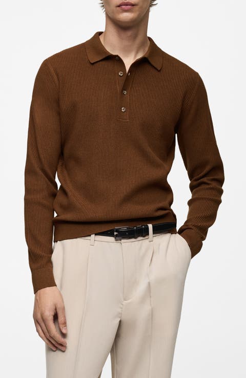 Rib Long Sleeve Polo