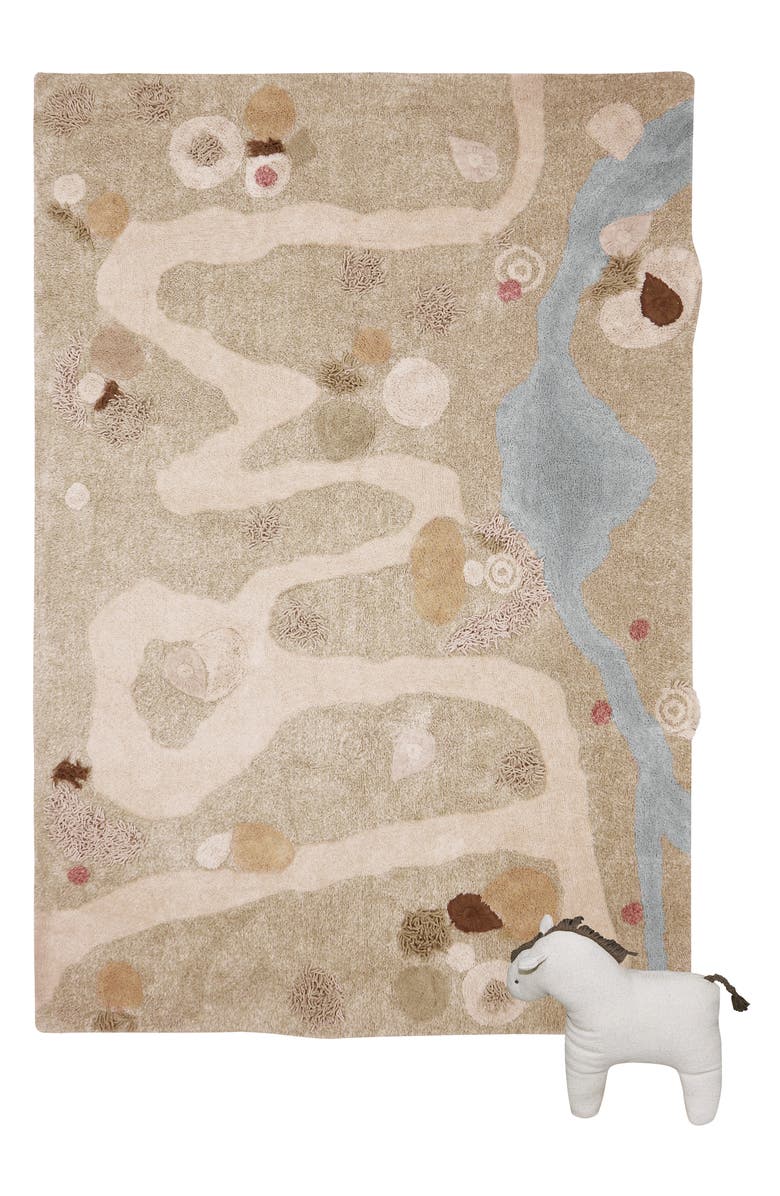 Lorena Canals Kids' Wasahable Path Play Rug, Main, color, Natural Olive Pearl Blue