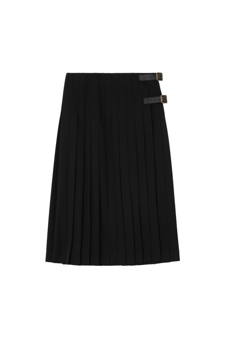 Wool Midi Kilt, Alternate, color, Black