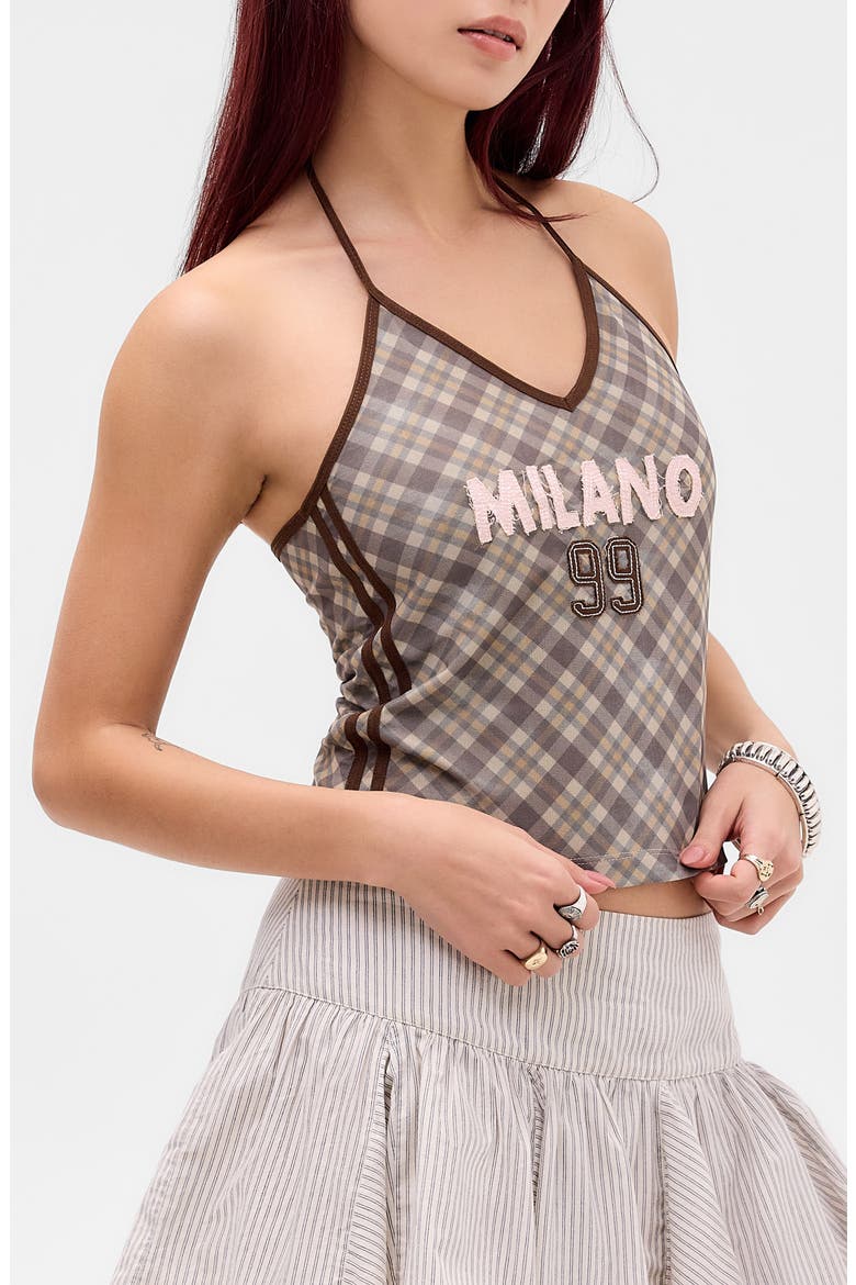 Milano '99 Plaid Halter Top, Alternate, color, GREY CHECK