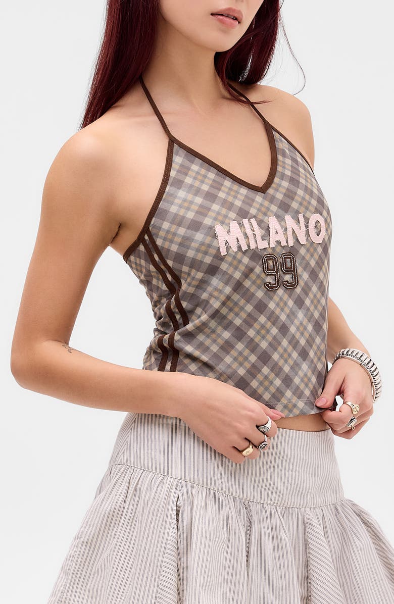 BDG Urban Outfitters Milano '99 Plaid Halter Top, Alternate, color, Grey Check