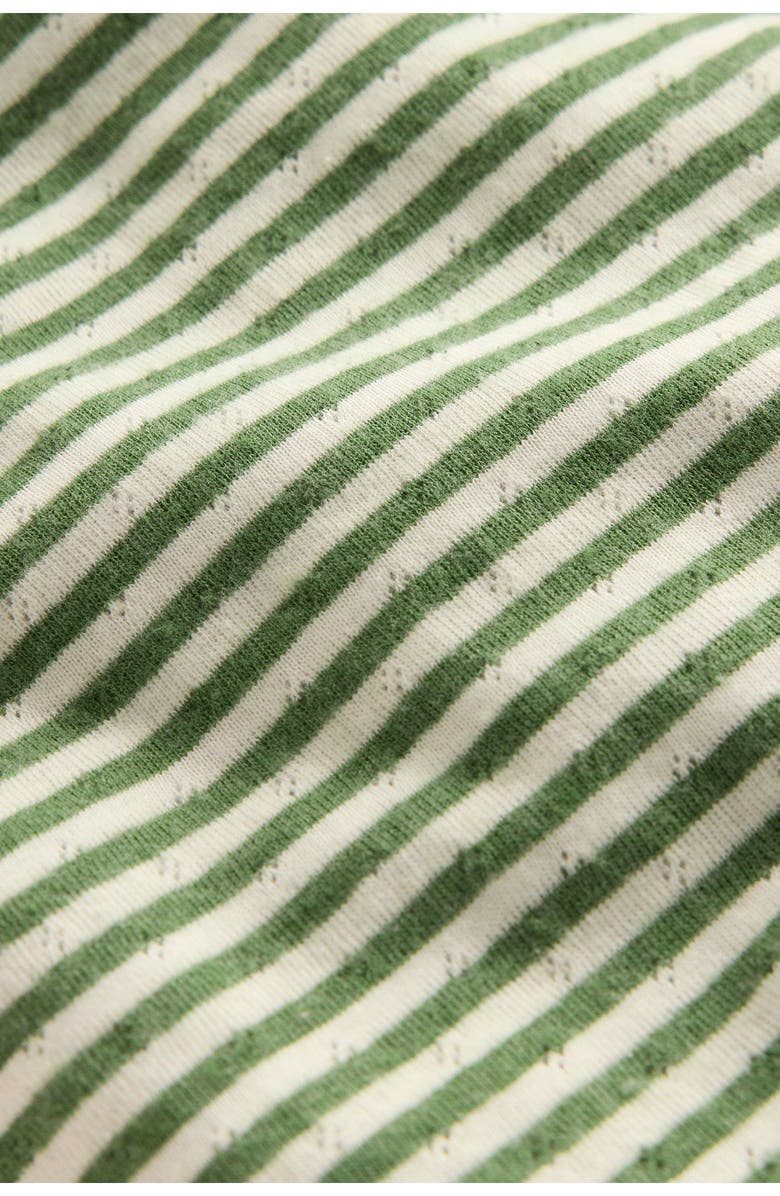 Mini Boden Kids' Long Sleeve Pointelle Top, Alternate, color, Green Stripe