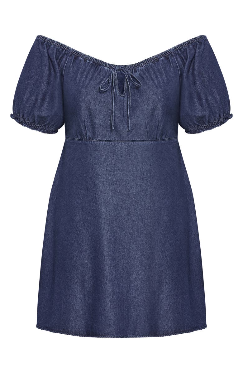 City Chic Freya Denim Babydoll Minidress, Alternate, color, Dark Denim