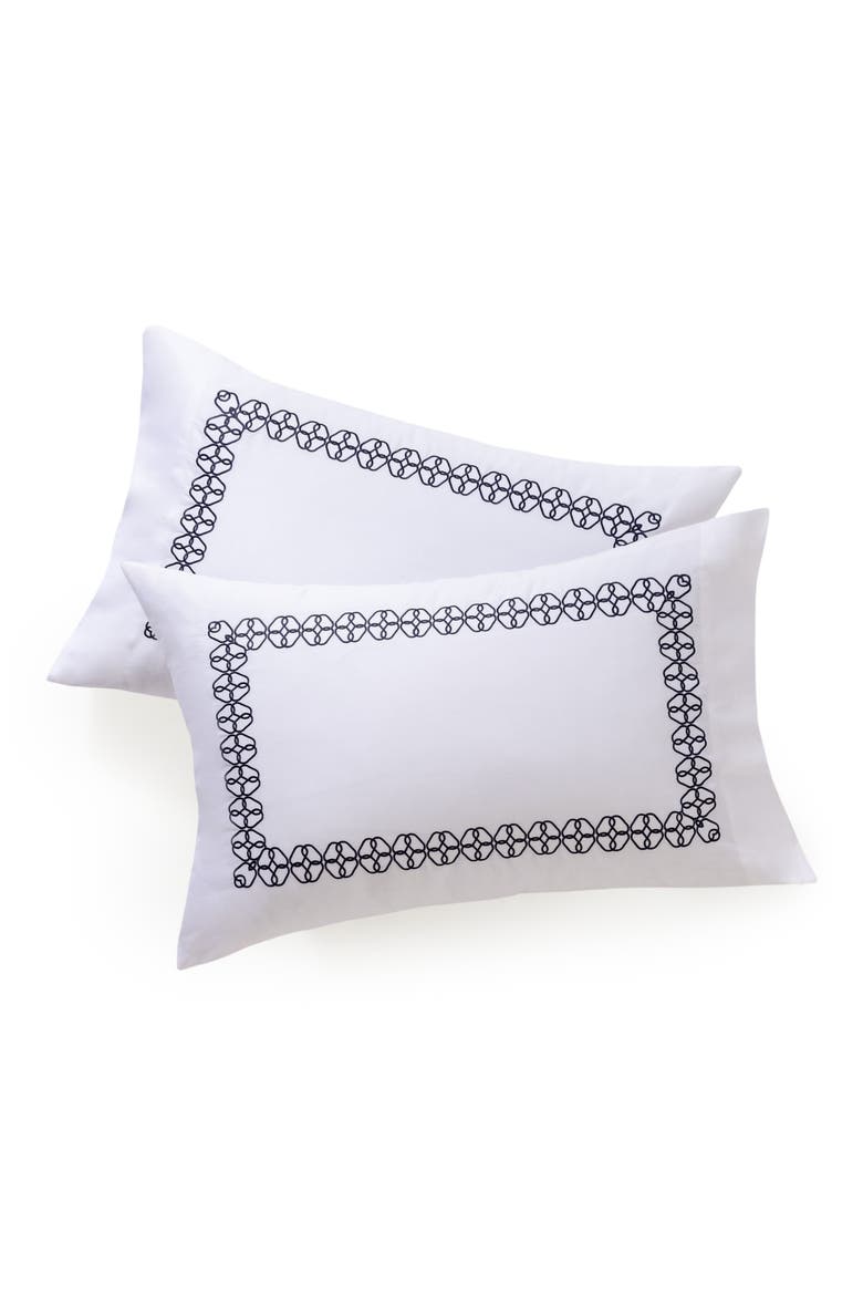 Engaged Embroidered Turkish Cotton Sham Set, Main, color, NAVY
