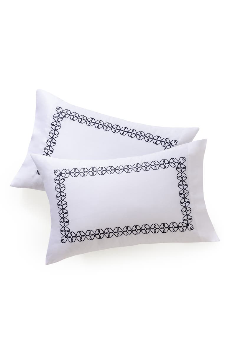 Brooks Brothers Engaged Embroidered Turkish Cotton Sham Set, Main, color, Navy