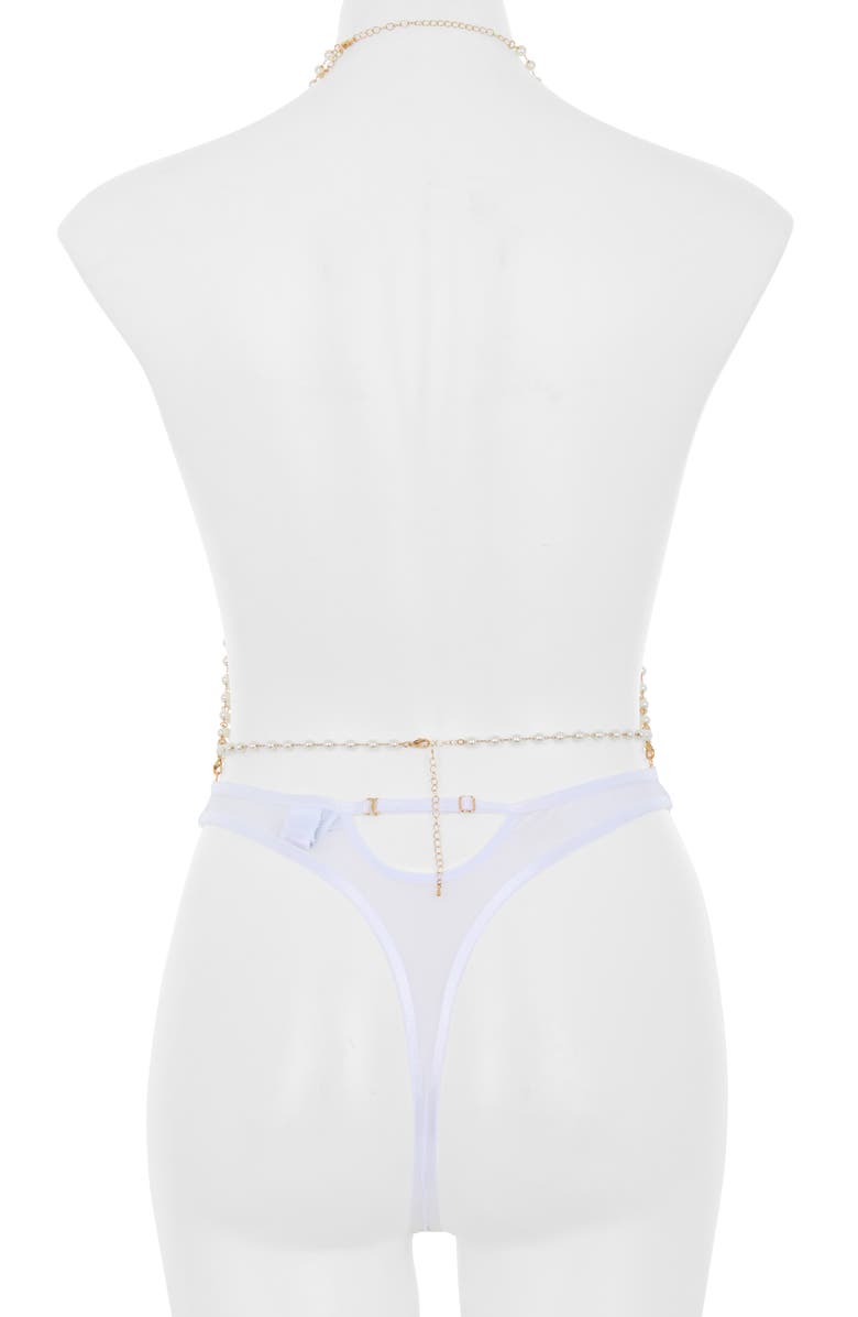 Bluebella Imitation Pearl Mesh Thong Bodysuit, Alternate, color, 