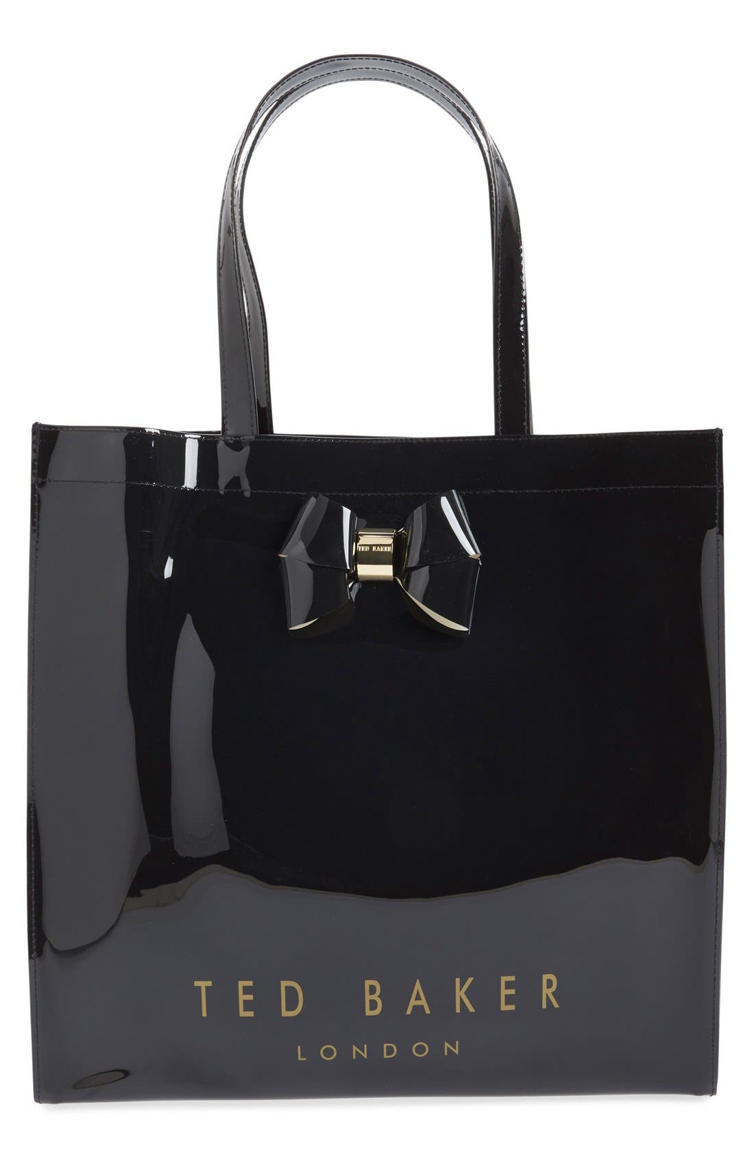 'Sumacon' Plain Bow Large Tote, Main, color, BLACK