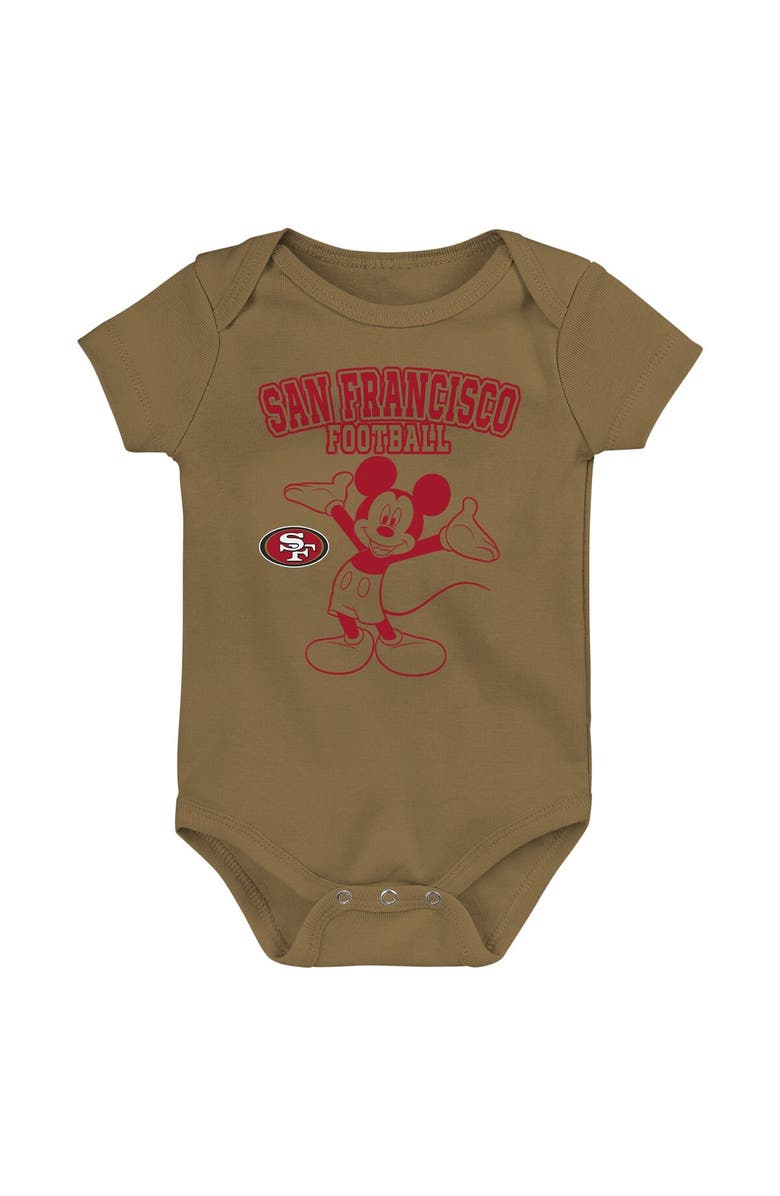 Outerstuff Newborn & Infant Scarlet/Gold/Gray San Francisco 49ers Three-Piece Disney Game Time Bodysuit Set, Alternate, color,