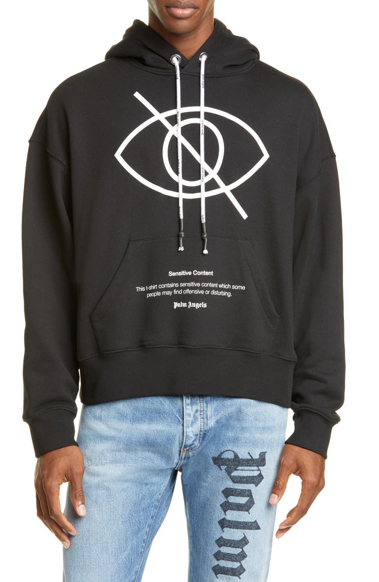 Palm Angels Sensitive Content Graphic Hoodie, Main, color, 