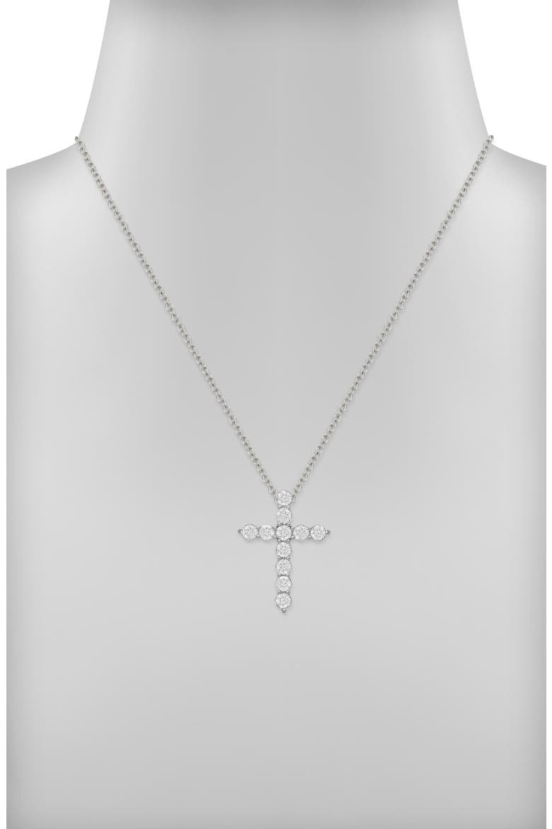 Kids' Cubic Zirconia Cross Pendant Necklace, Alternate, color, SILVER