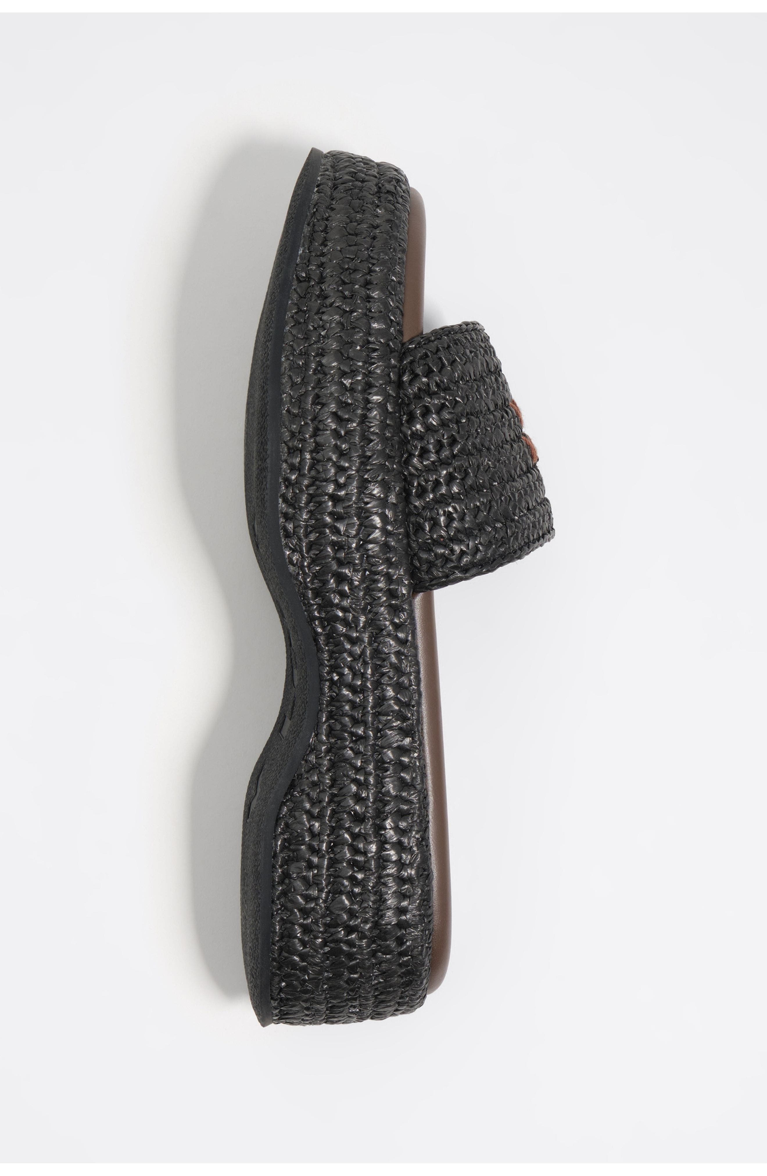 Raffia Platform Sandals, Alternate, color, BLACK