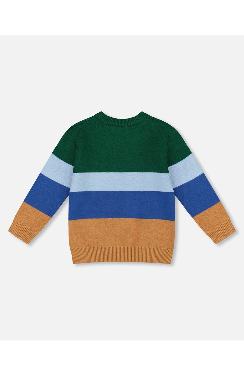 Deux par Deux Long Sleeve Knit Sweater, Main, color, Blue, Green And Brown