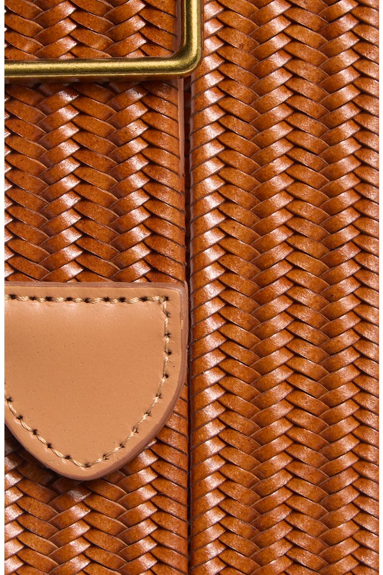 Jesse Woven Stretch Leather Belt, Alternate, color, SADDLE- GOLD