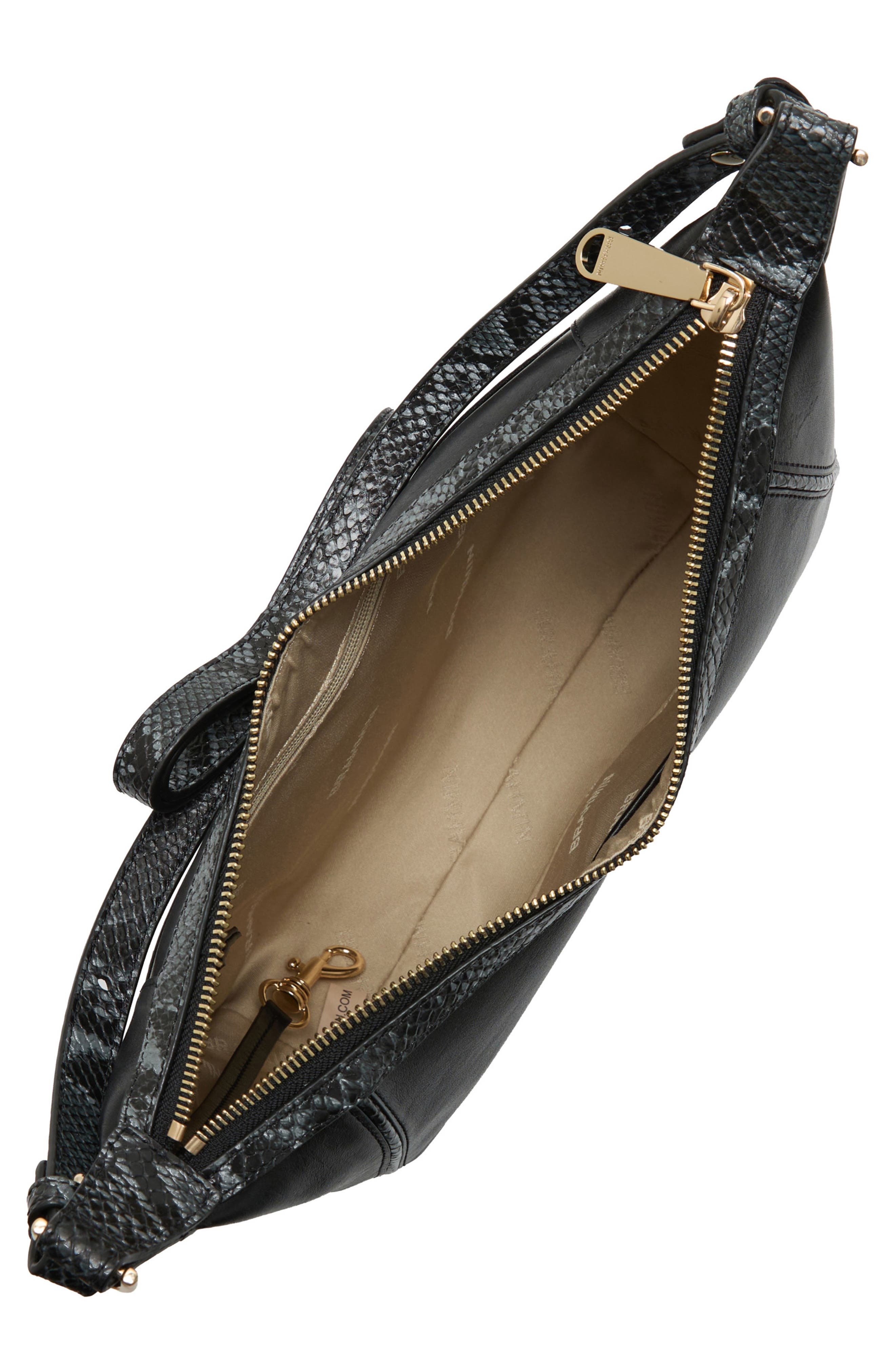 Brahmin Corinne Croc Embossed Leather Crossbody, Alternate, color, Black Dietrich