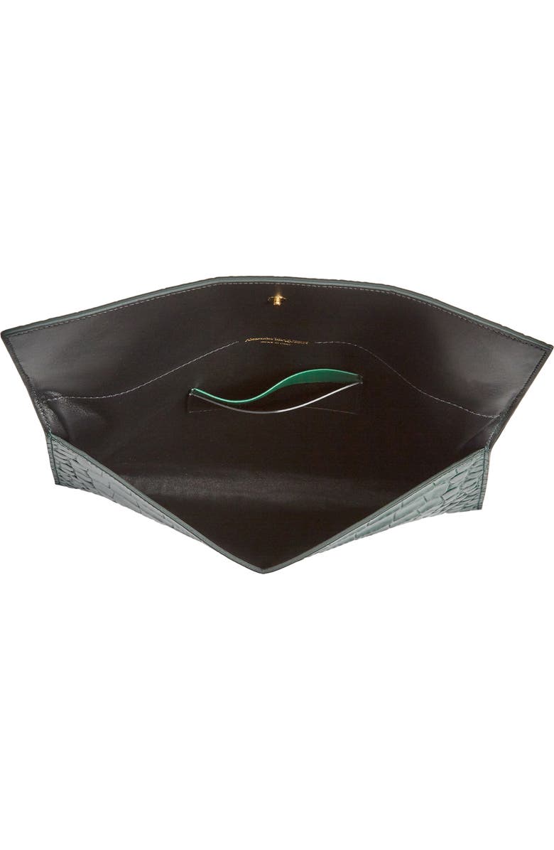 McQueen Alexander McQueen Croc Embossed Leather Envelope Clutch, Alternate, color,