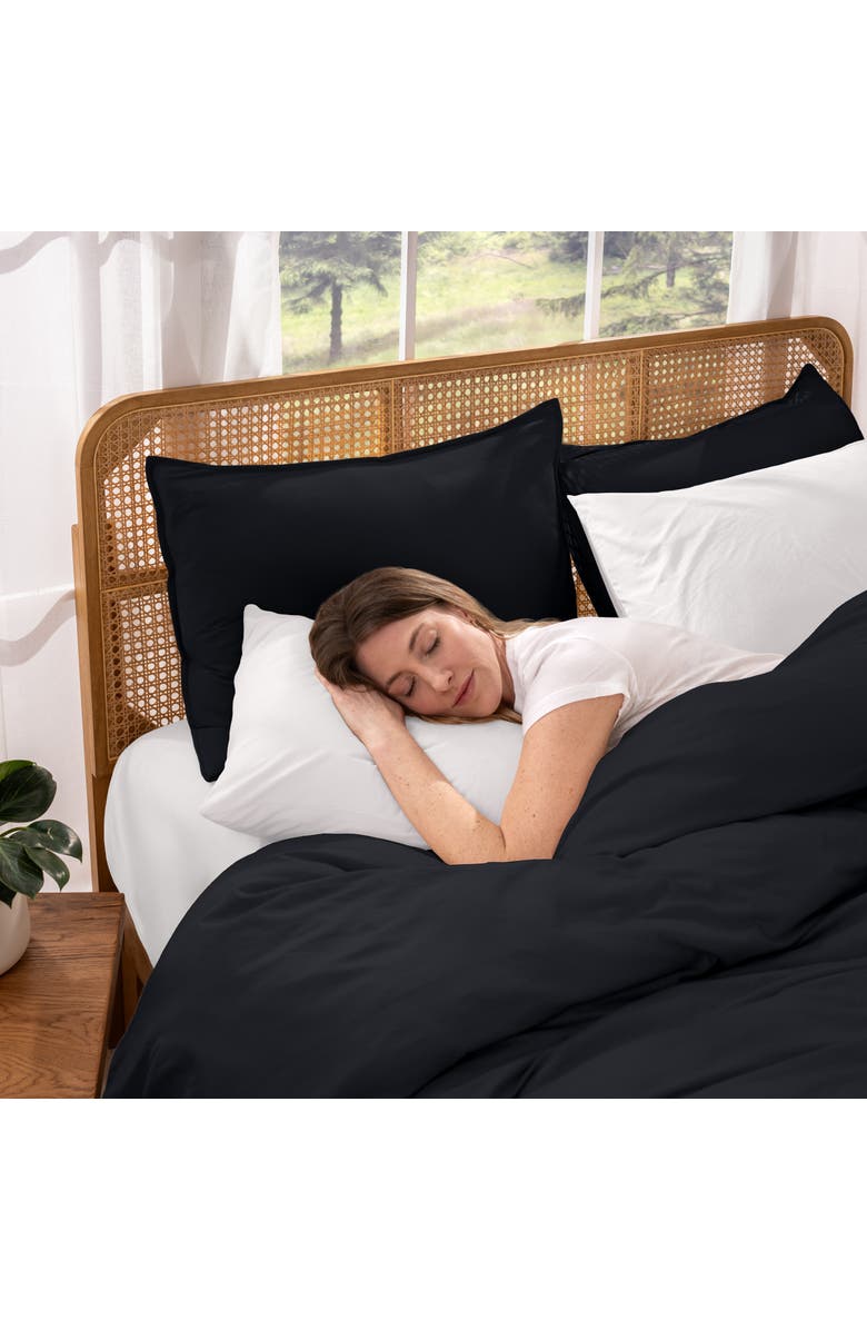 Bare Home Organic Cotton Jersey Duvet Cover & Pillowsham Set, Alternate, color, Black