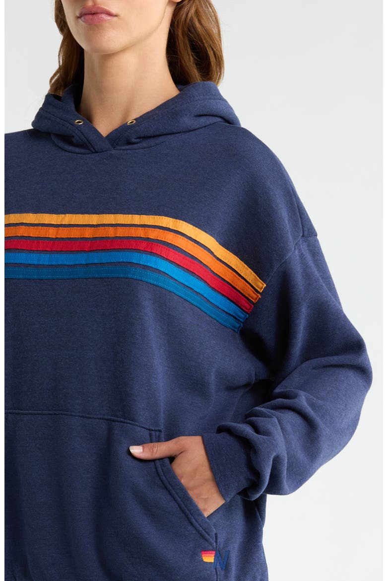 5 Stripe Hoodie, Alternate, color, NAVY
