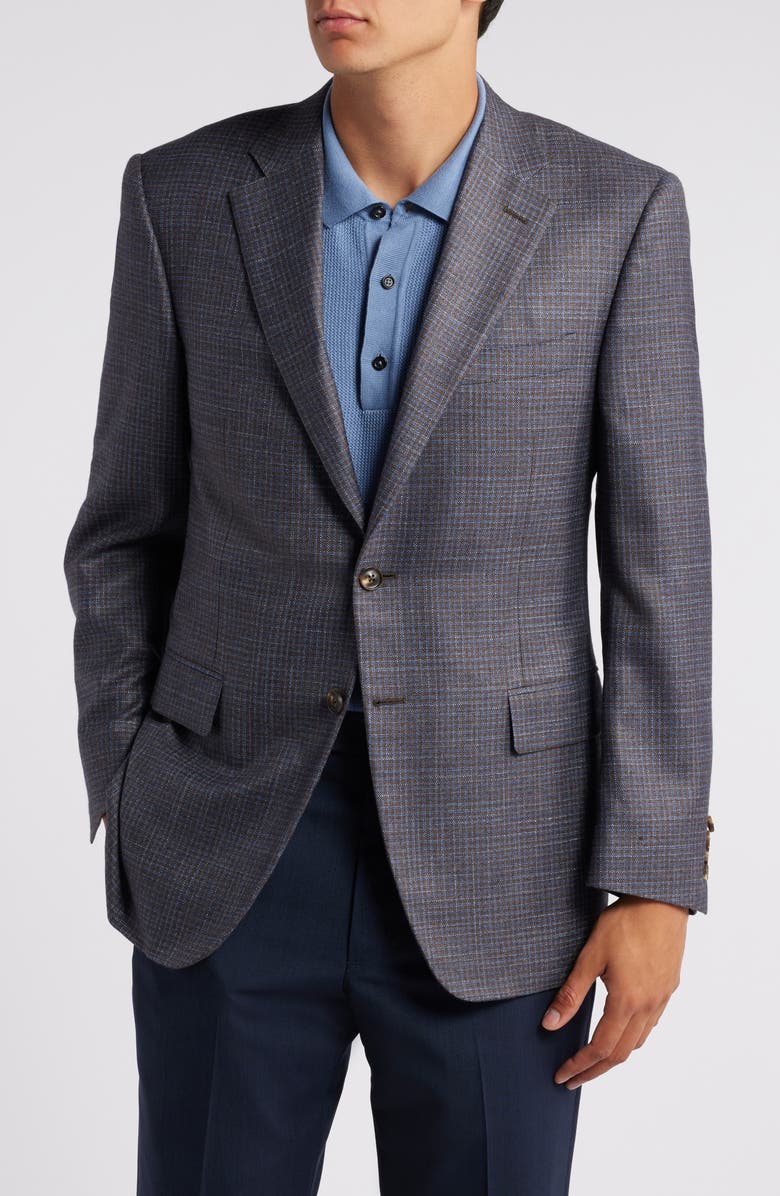 Canali Siena Regular Fit Check Silk & Cashmere Sport Coat, Main, color,