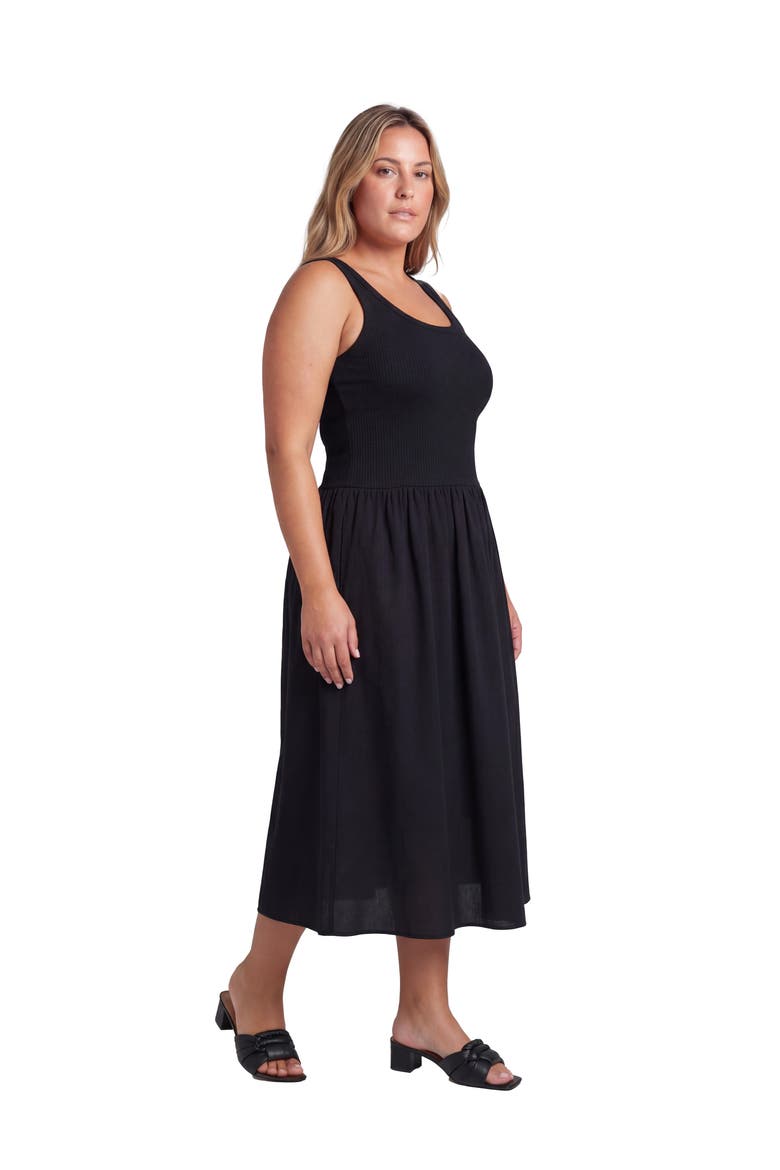 Curvy Essential Sleeveless Scoop Neck A-Line Pocket Maxi Dress, Alternate, color, Black