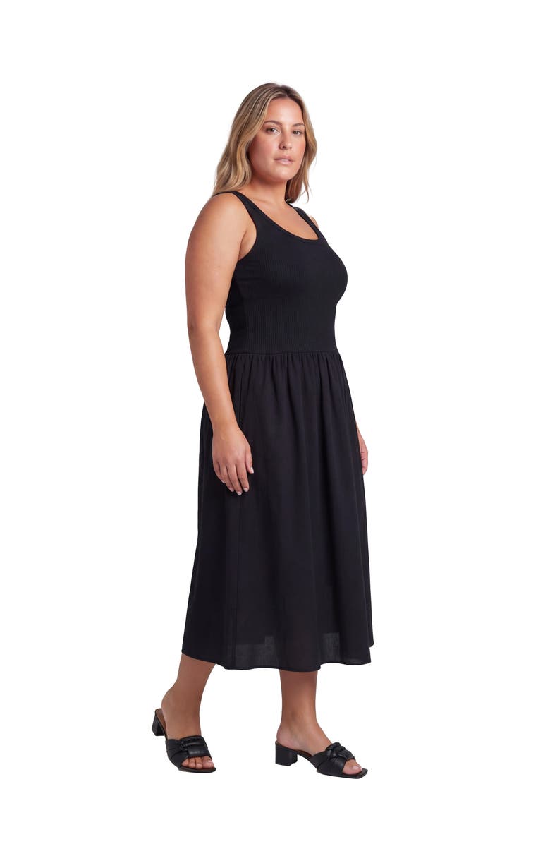 24seven Comfort Apparel Curvy Essential Sleeveless Scoop Neck A-Line Pocket Maxi Dress, Alternate, color, Black