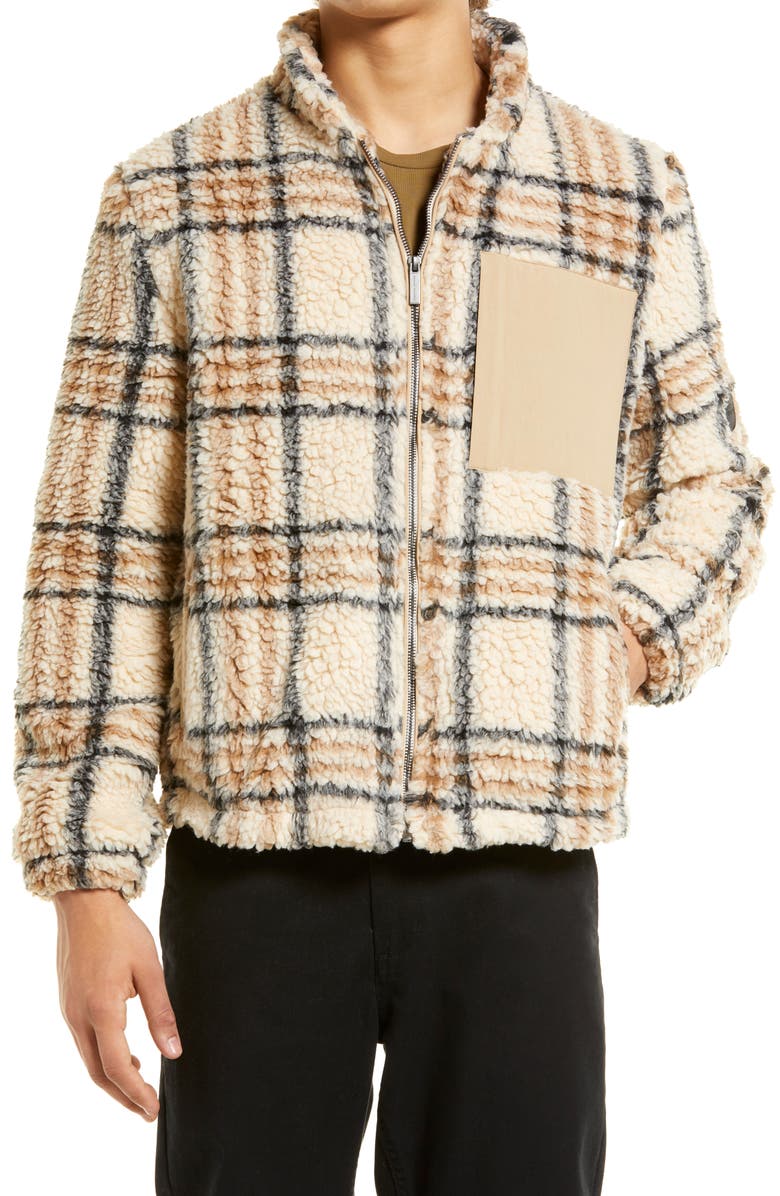 Native Youth Men's Check High Pile Fleece Jacket, Alternate, color,