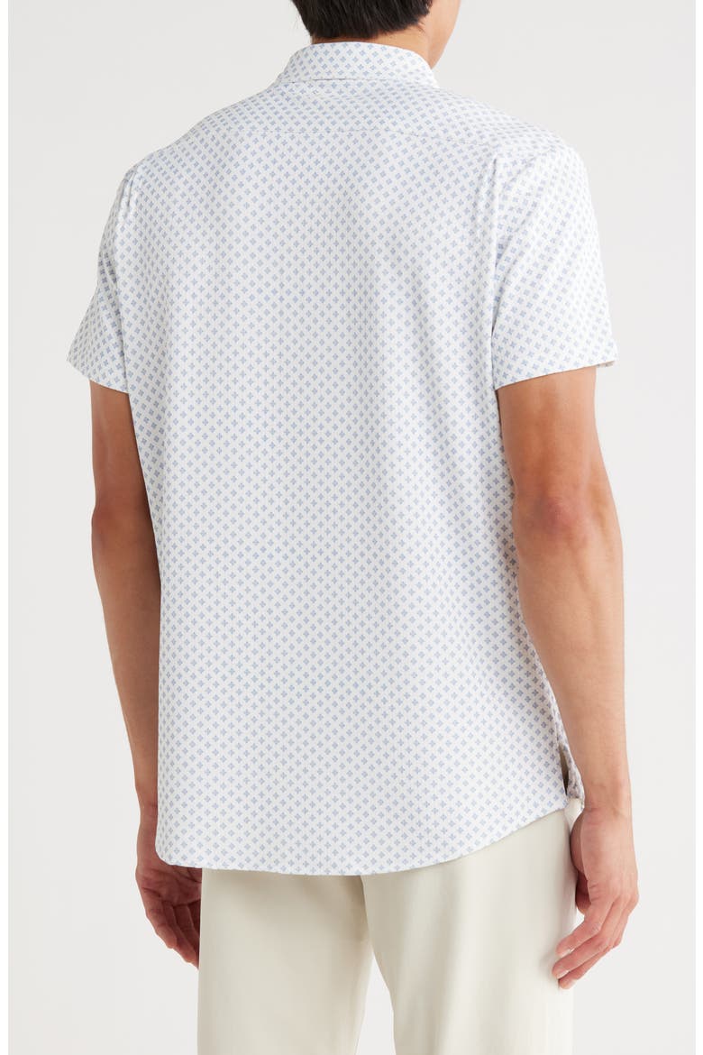 Short Sleeve Knit Button-Up Golf Shirt, Alternate, color, BLUE