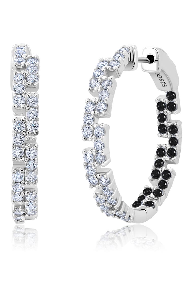 Medium Cubic Zirconia Regal Inside Out Hoop Earrings, Main, color, BLACK