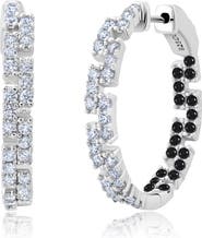 Crislu Medium Cubic Zirconia Regal Inside Out Hoop Earrings